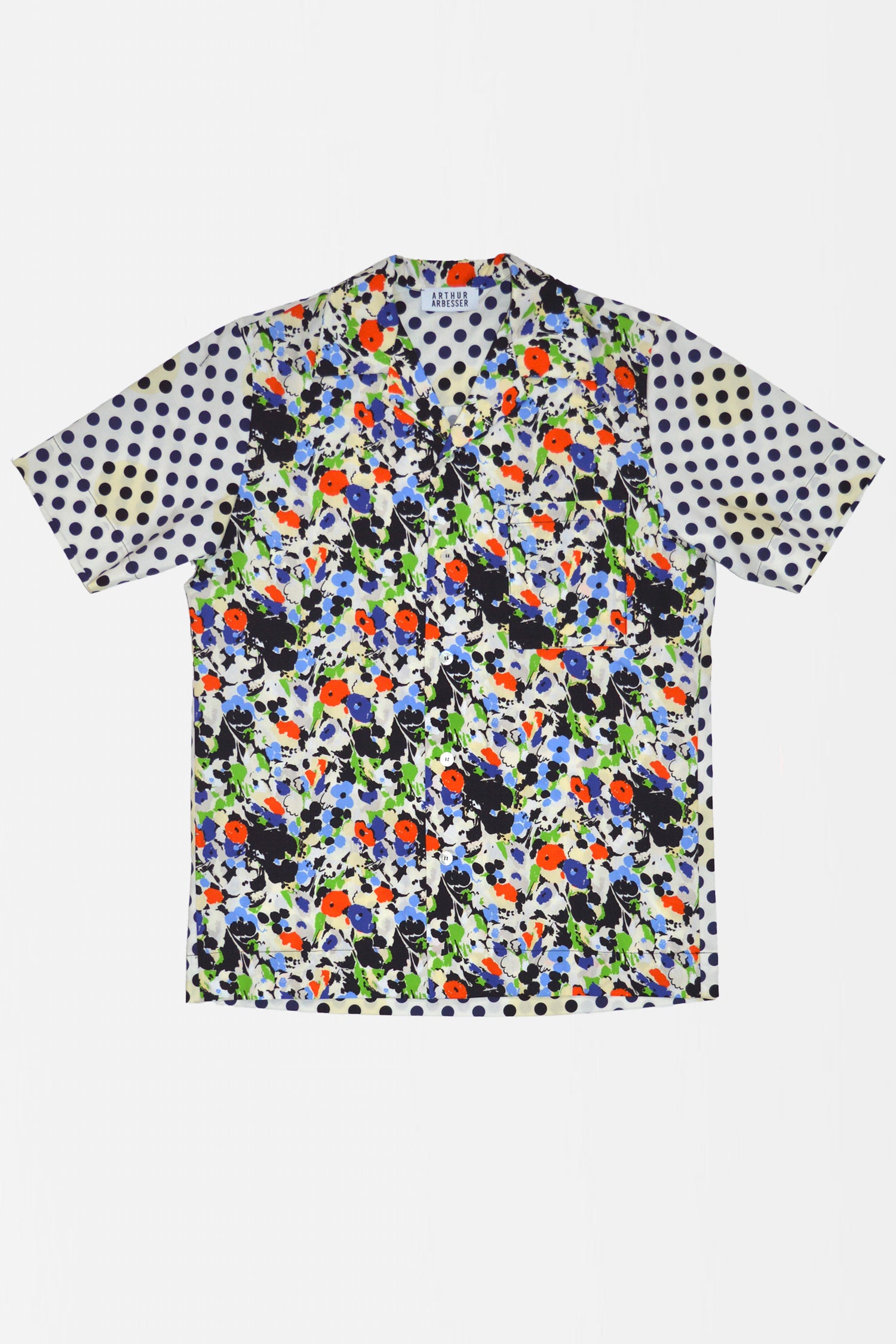 UNISEX CAMP COLLAR PATCHWORK SHIRT