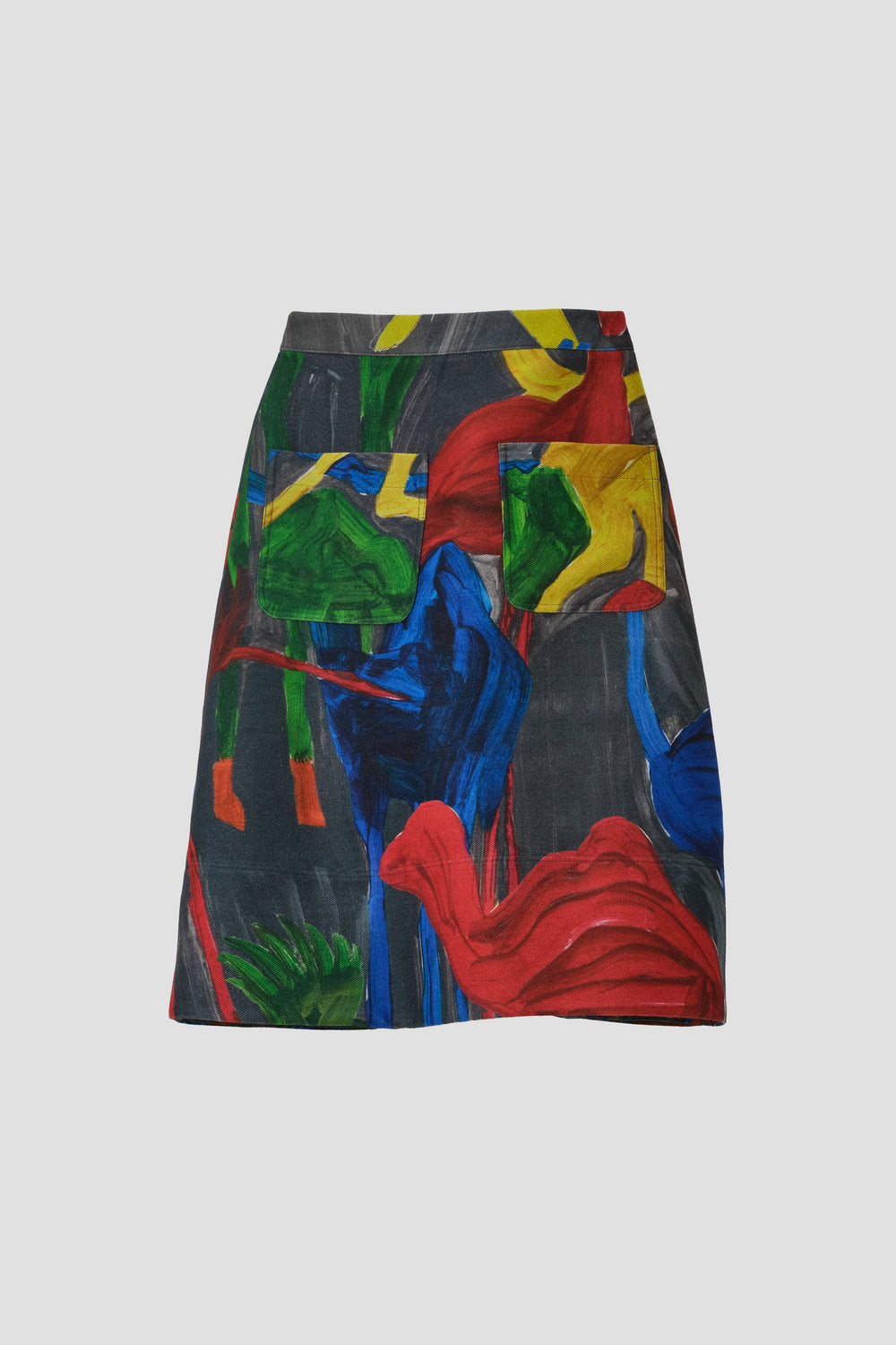 PRINTED A-LINE UTILITY SKIRT