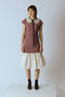 STRIPED JERSEY AND COTTON GAUZE DRESS