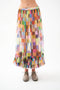 PRINTED TULLE TIERED MAXI SKIRT