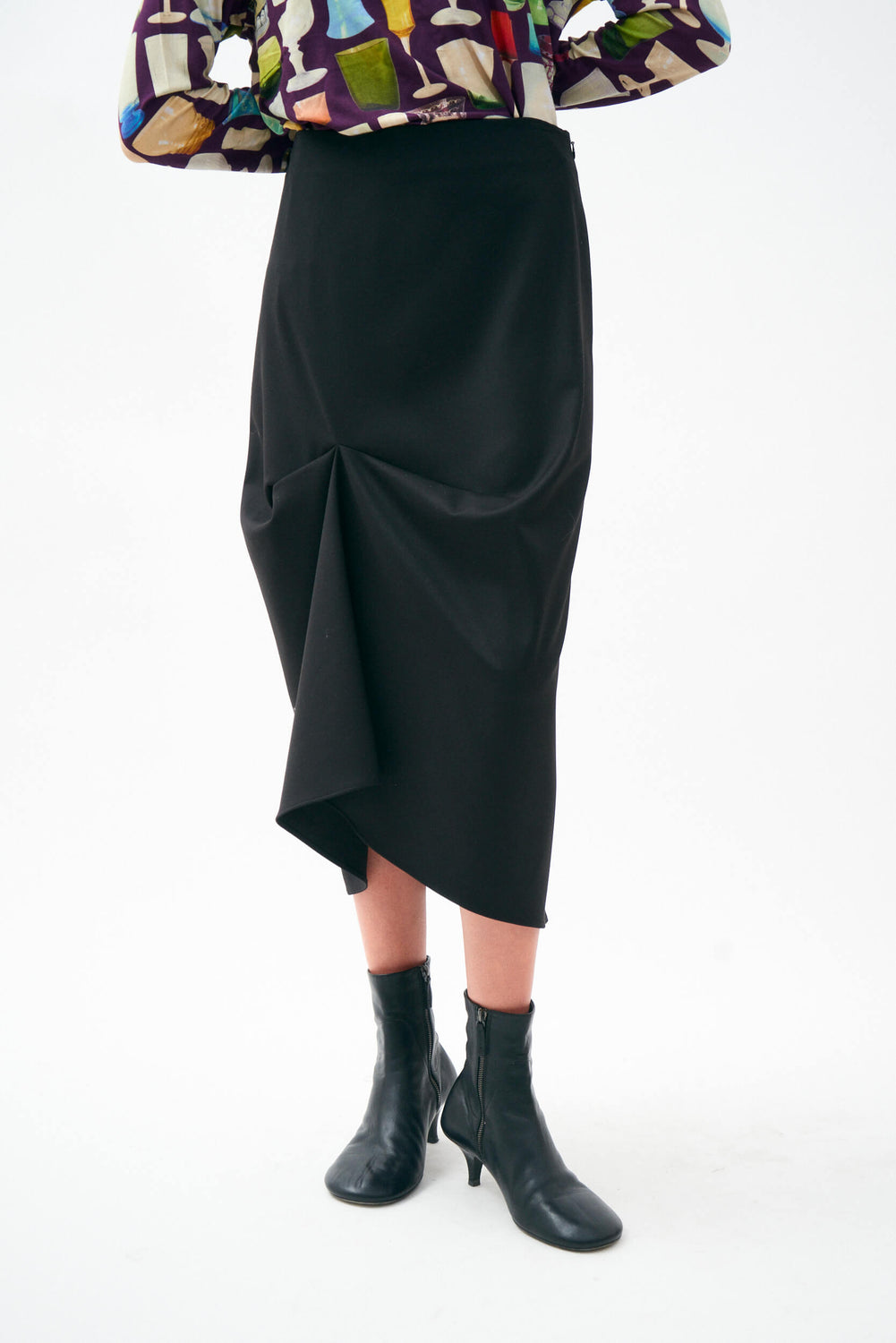 COMBED FLANNEL DRAPED SKIRT