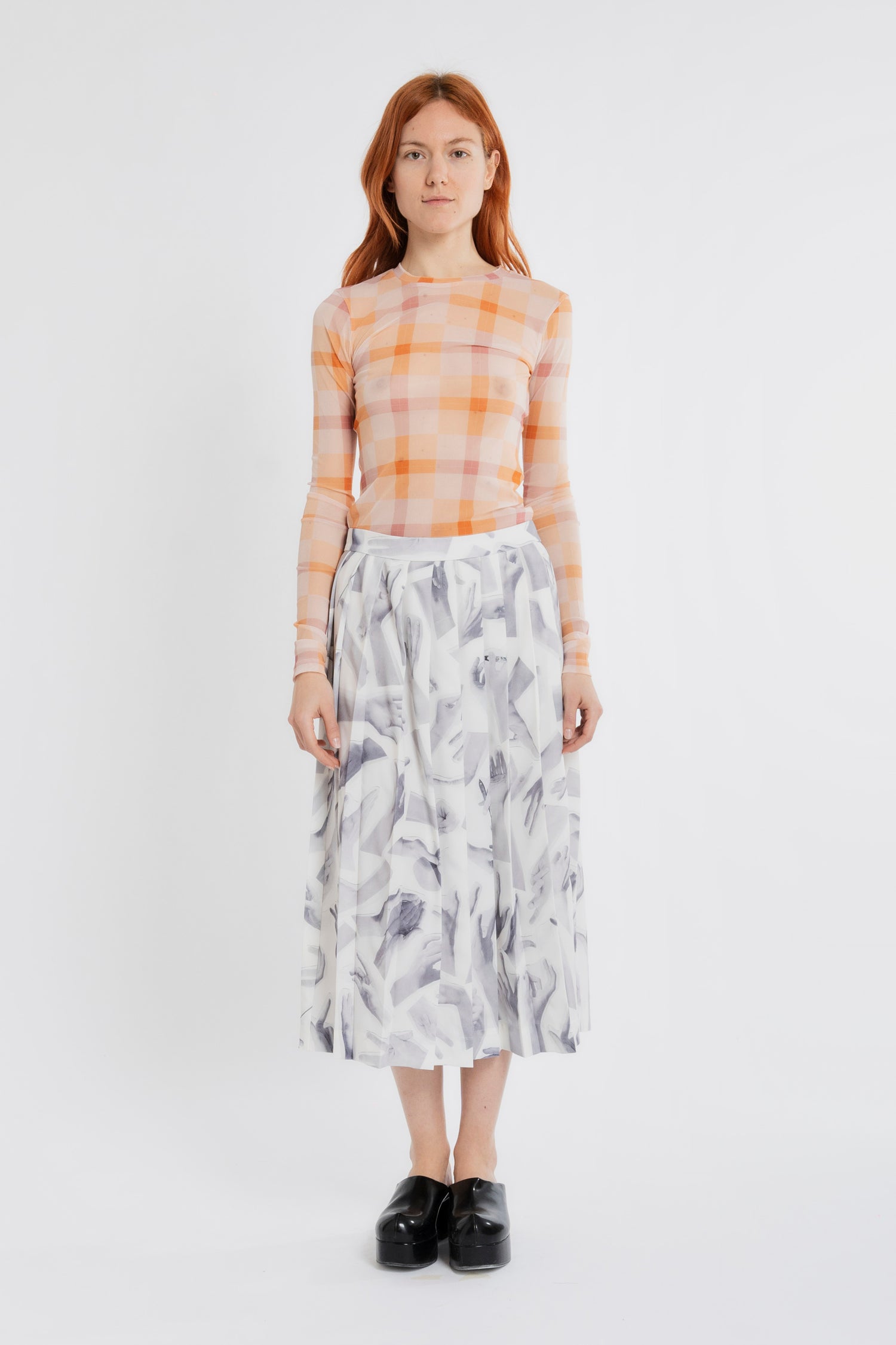 PRINTED PLISSÈ SKIRT